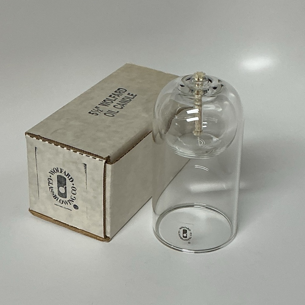 Wolfard Handblown Glass Oil Lamp 5.5" Hurricane Candle USA